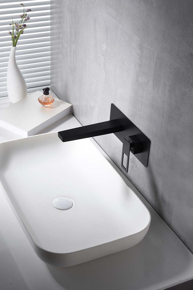 Grifo de lavabo empotrado negro mate serie Suecia