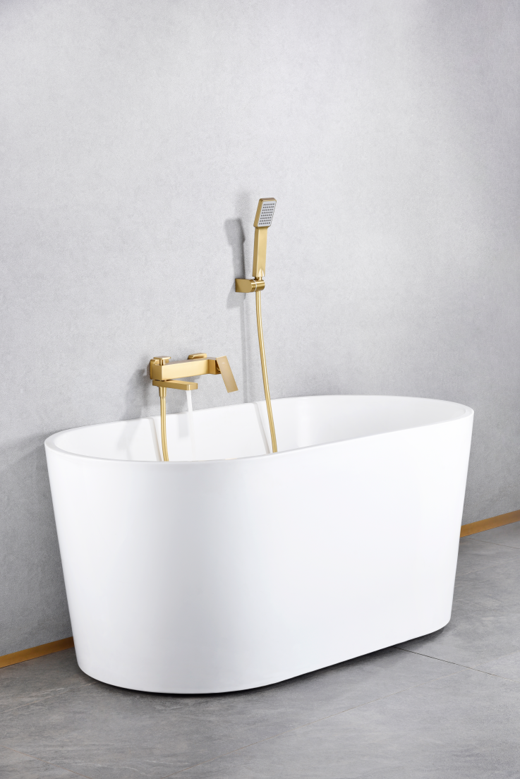 Grifería de baño y ducha monomando oro cepillado serie Pisa