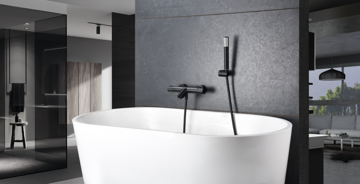 Grifería baño y ducha termostático negro mate serie Génova