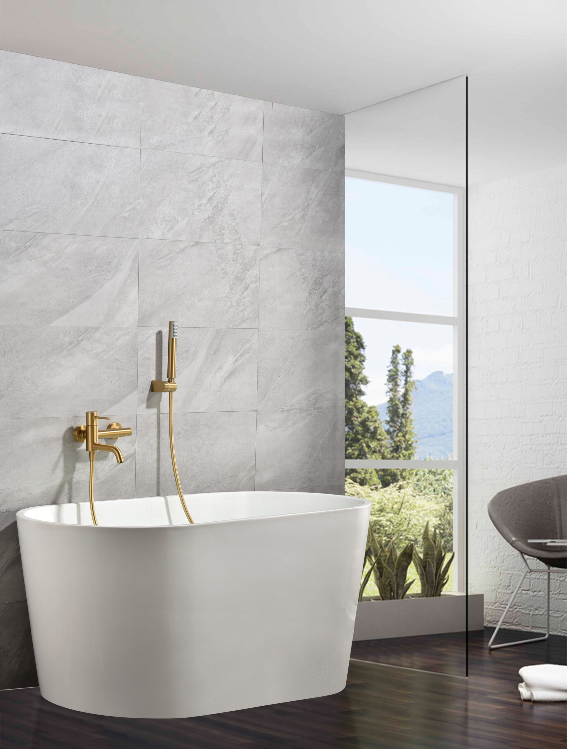 Grifería baño y ducha monomando oro cepillado serie Monza