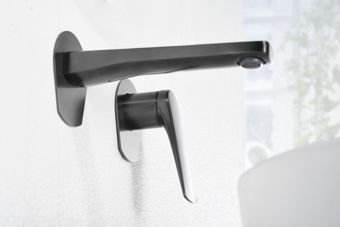 Grifo de lavabo empotrado monomando black gun metal serie Delos