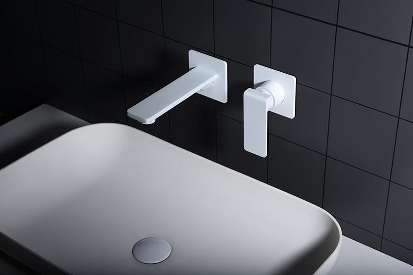 Grifo de lavabo empotrado blanco mate serie Fiyi