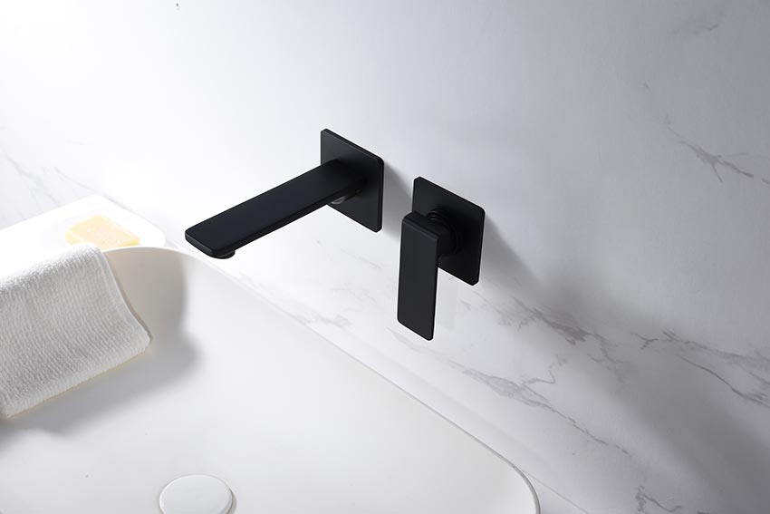 Grifo de lavabo empotrado negro mate serie Fiyi