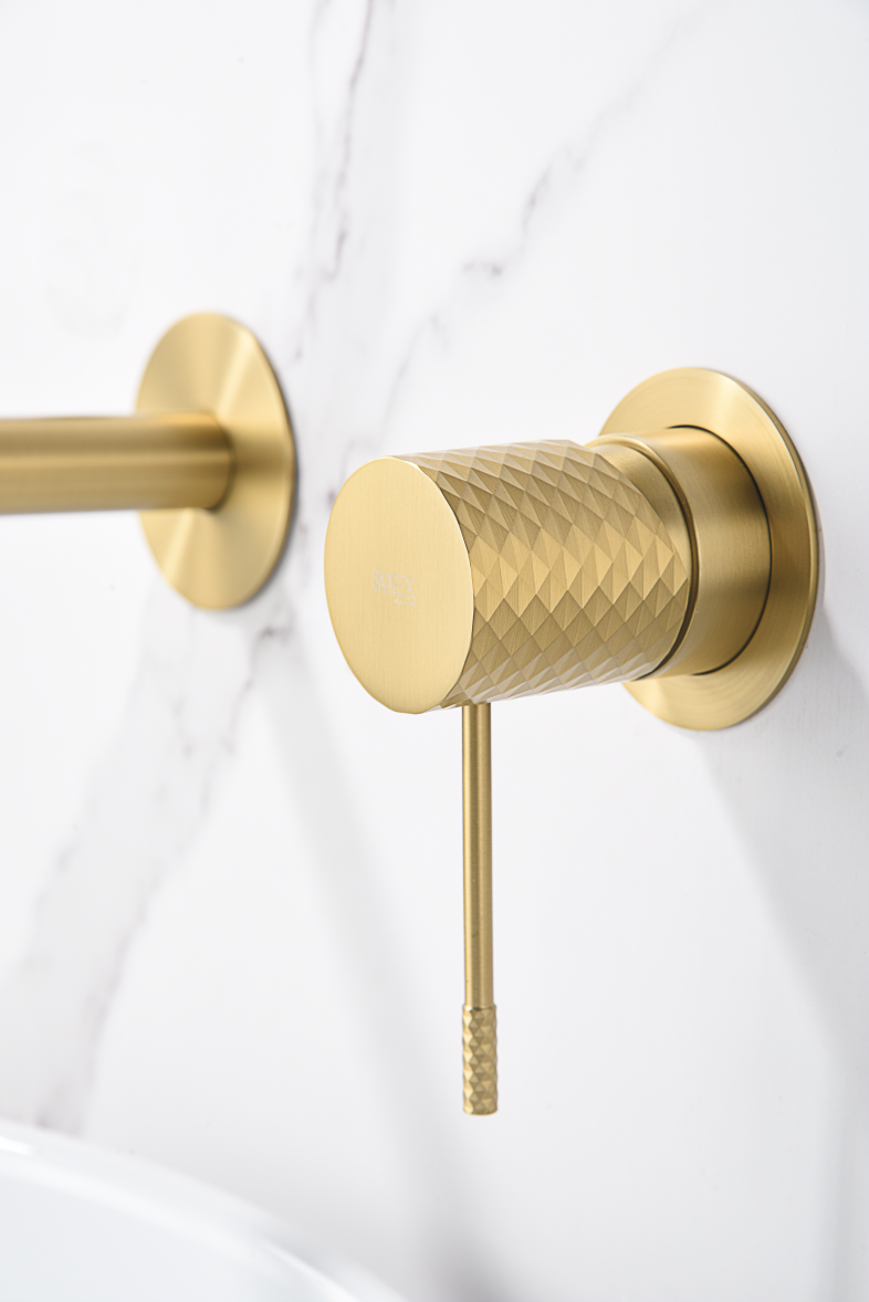 Grifo de lavabo empotrado monomando oro cepillado serie Génova