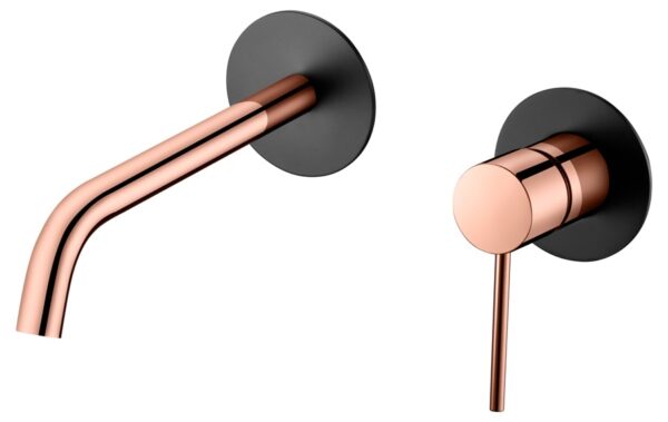 Grifo de lavabo empotrado negro oro rosa serie Milos