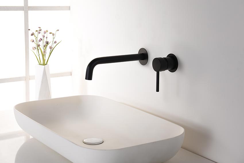 Grifo de lavabo empotrado negro mate serie Etna