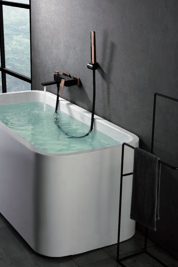 Grifería de baño y ducha monomando negro oro rosa serie Suecia