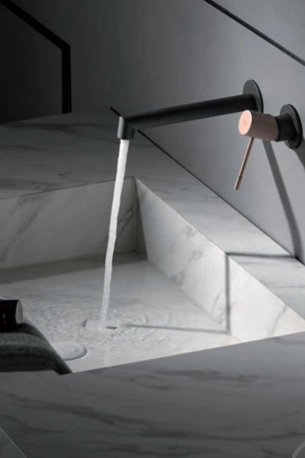 Grifo de lavabo empotrado monomando gris mate/ champagne serie Line