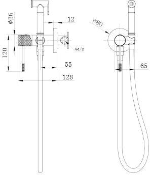 Grifo de bidé empotrado monomando black gun metal serie Génova