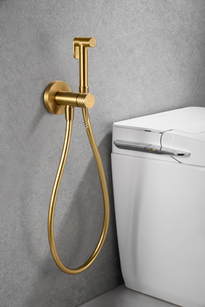 Grifo de bidé empotrado monomando oro cepillado serie Génova