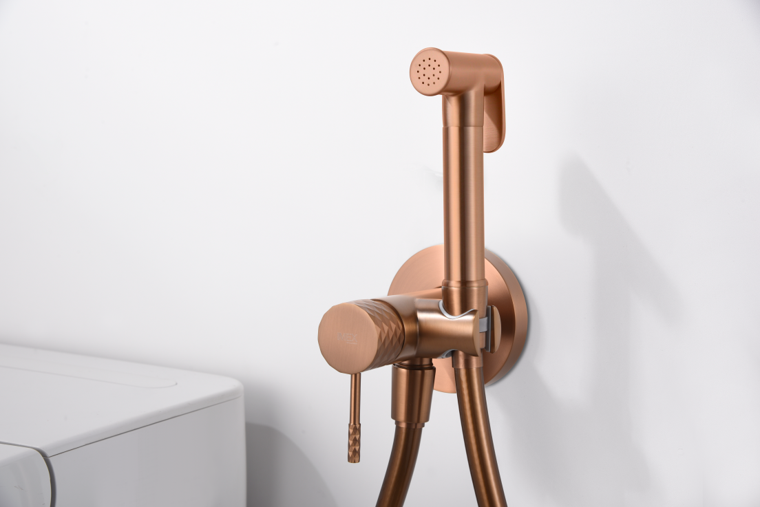 IMEX - Grifo de bidé empotrado monomando oro rosa cepillado serie Génova