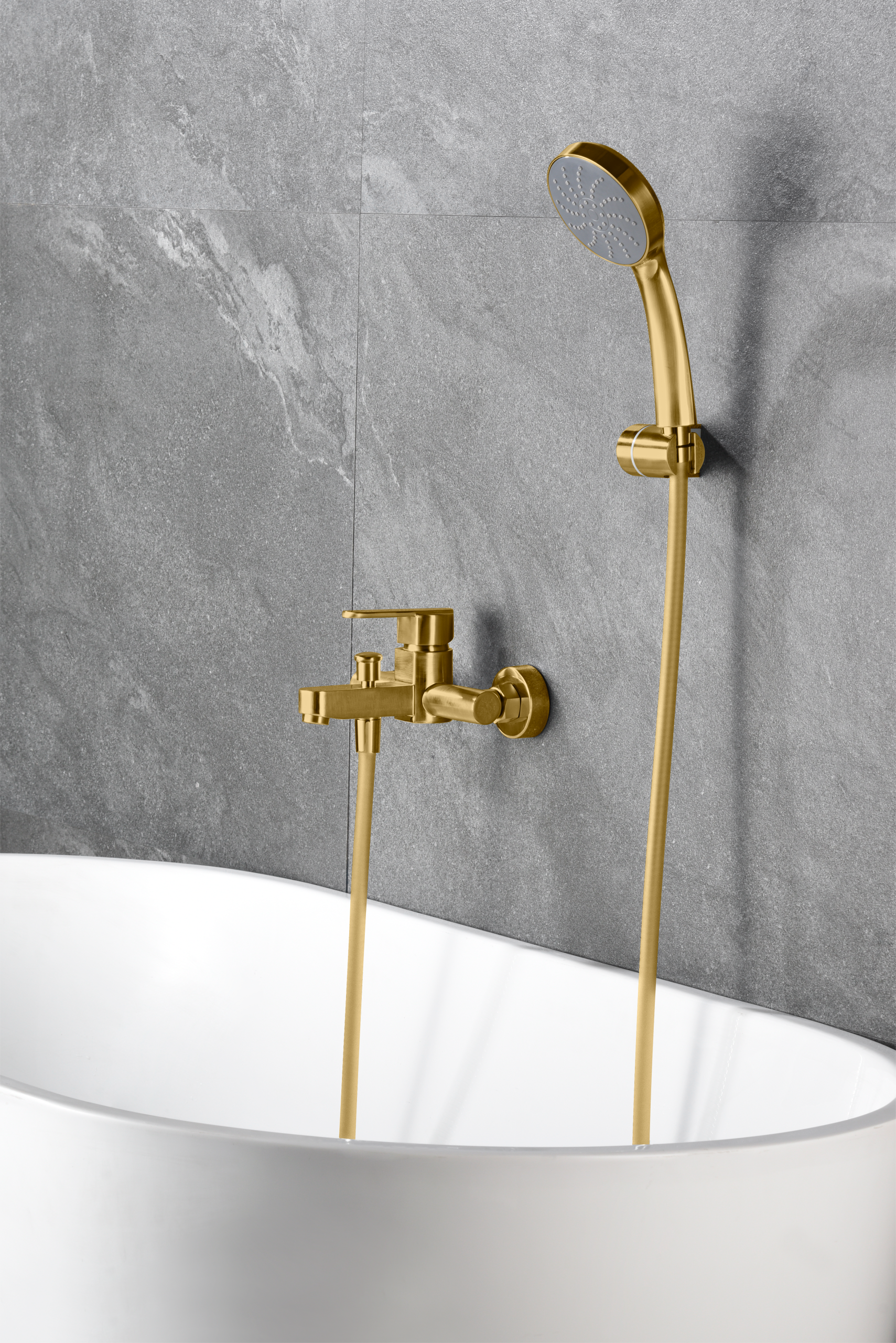 Grifería de baño y ducha monomando oro cepillado serie Roma