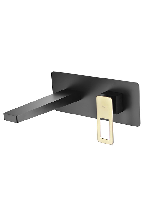 Grifo de lavabo empotrado negro oro serie Suecia