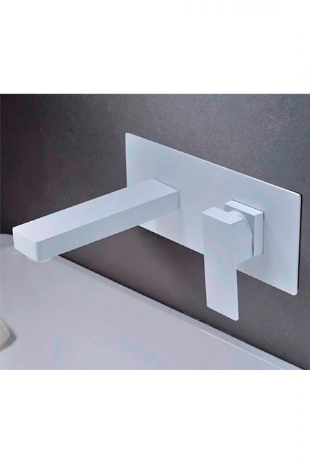 Grifo de lavabo empotrado blanco mate serie Suiza
