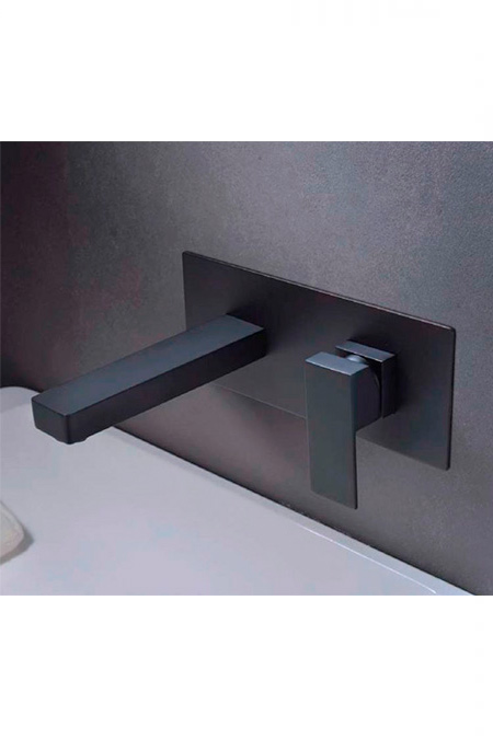 Grifo de lavabo empotrado negro mate serie Suiza